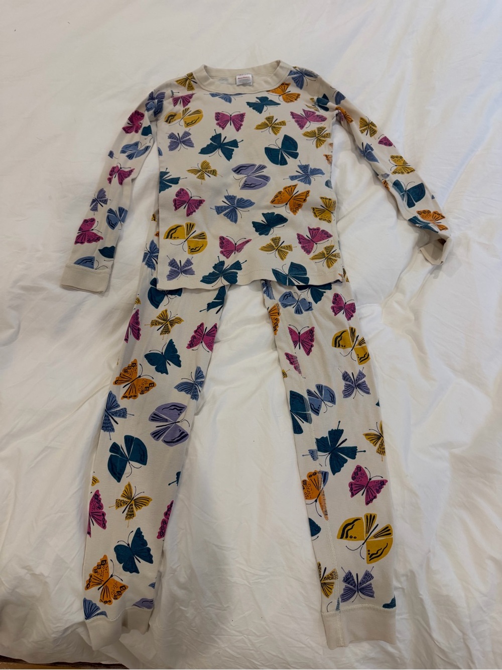 Hanna Andersson Cream Pajama with Butterflies Set Size 10